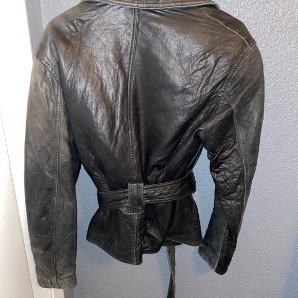 Vintage Tannery West belted leather Jacket - Picture 2 of 4